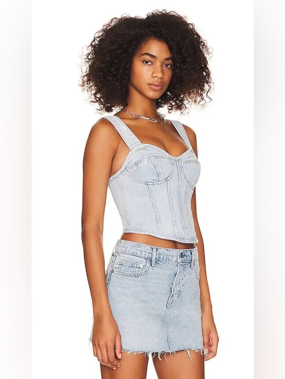 Lovers and Friends Kit Sustainable Denim Bustier Corset Tank Top Monroe Small